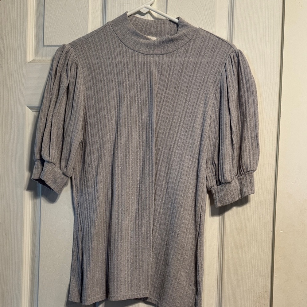 Maurices Light Gray Ribbed Blouse